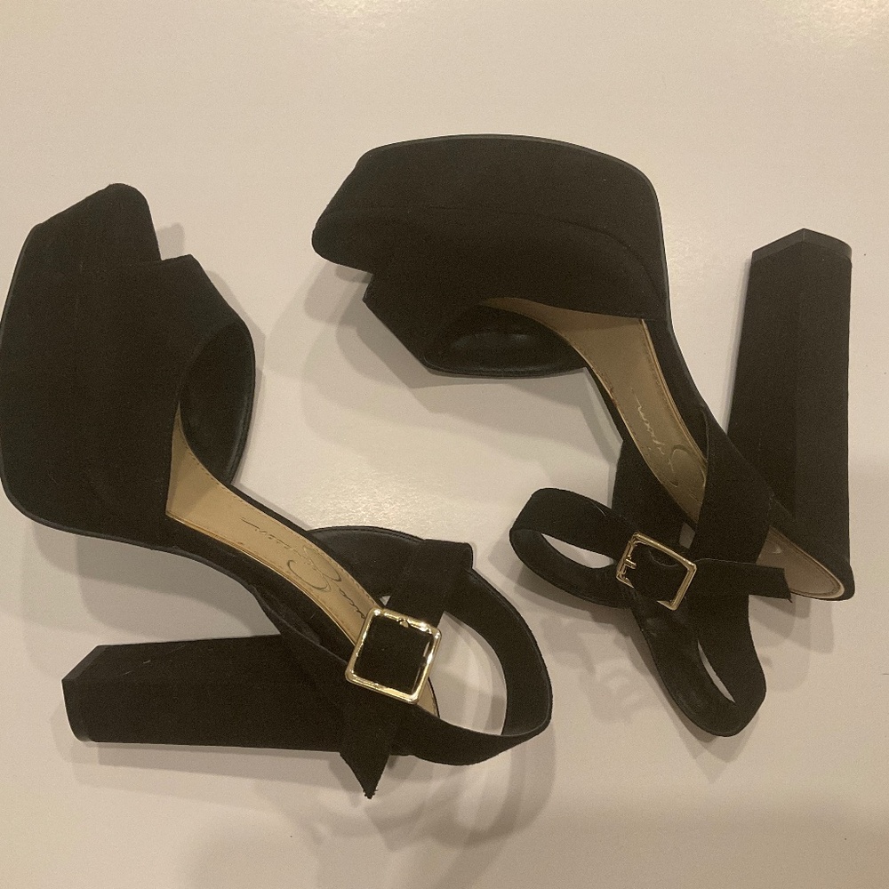 Women's Jessica Simpson platform open toe black high heels